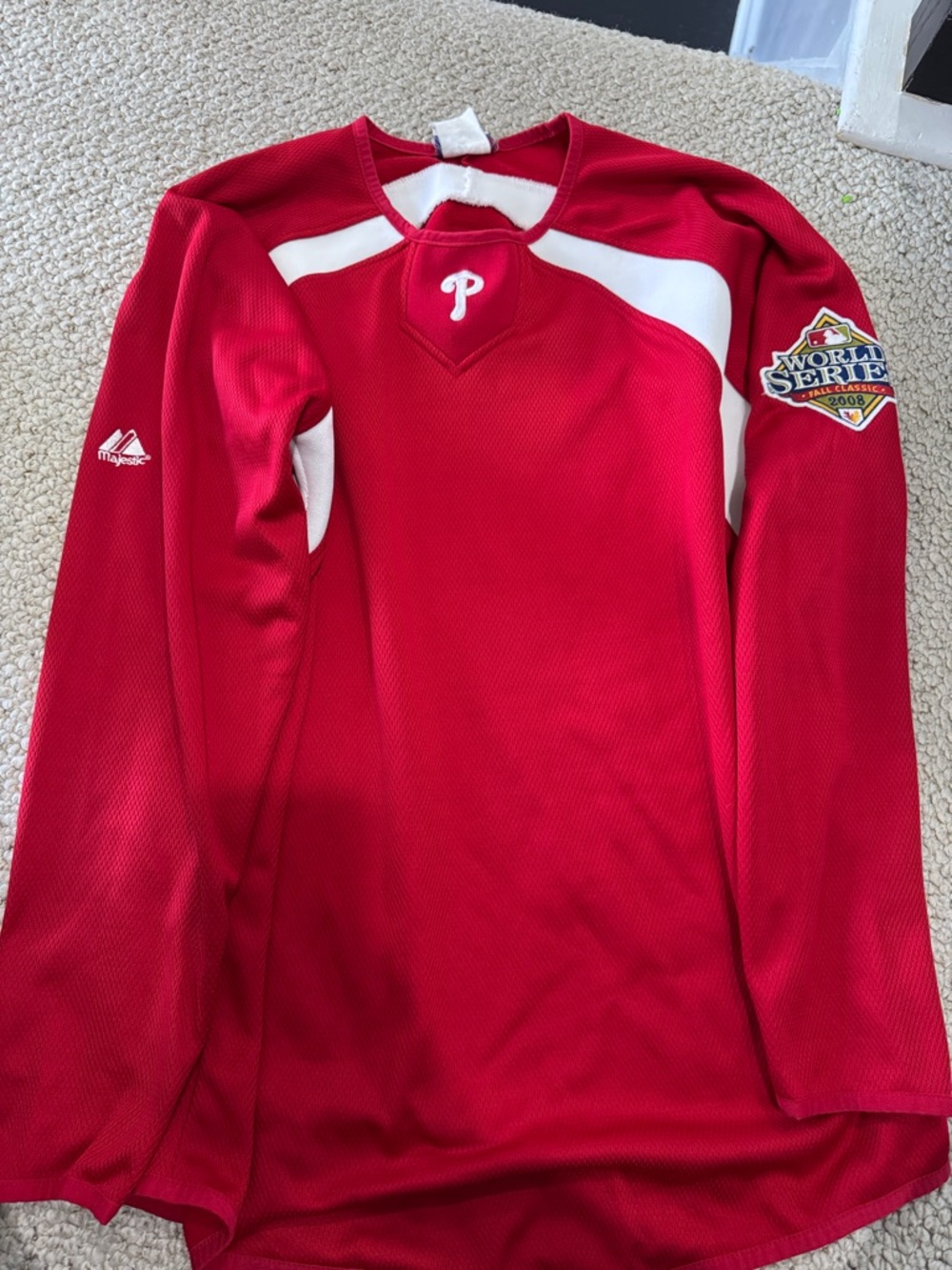 Majestic Philadelphia Phillies Red and White Pullover World Series 2008